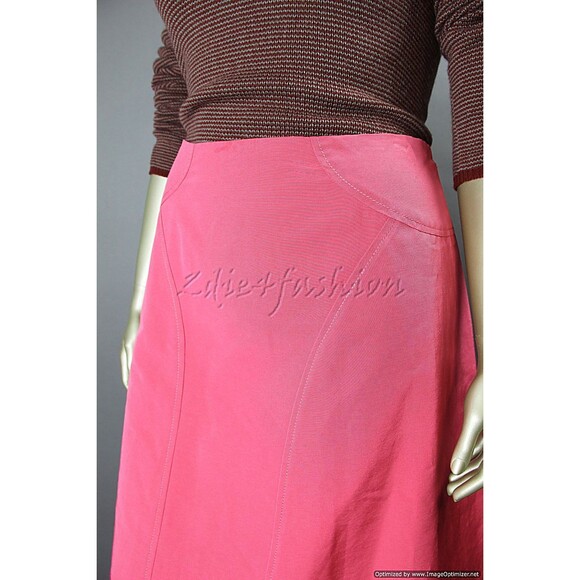 $1590 NWT CAROLINA HERRERA Pink Stitch Panel A-Line Cotton Silk Skirt 14 - Picture 4 of 7